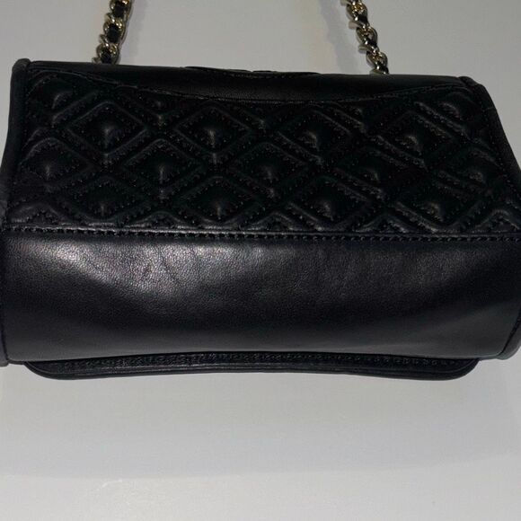 Tory Burch Fleming black soft leather quilted convertible purse crossbod shouldr - Picture 7 of 13